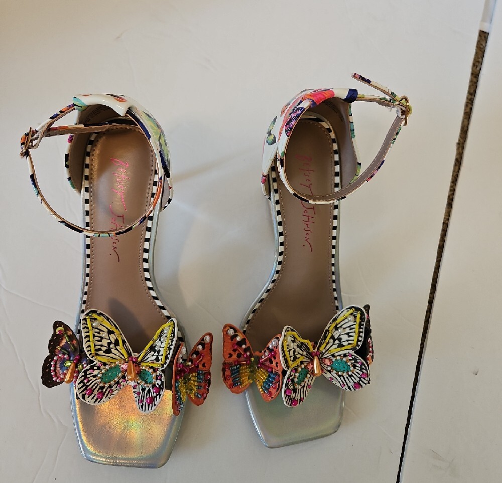 Betsey Johnson Multicolor Butterfly Ankle Strap Sandals, 7.5 - Picture 10 of 10